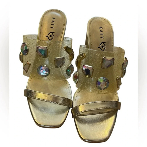 Katy Perry the Finca gold block heels  size 6 - Picture 1 of 7